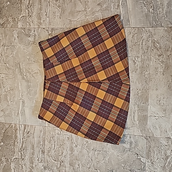 Zara Traf Collection Yellow Pllaid Mini Skirt Size Large - Picture 5 of 6